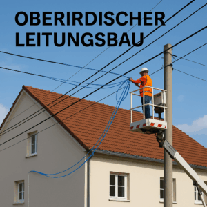 Oberirdischer Leitungsbau Ausbau Glasfasernetz oberirdisch (AI-Bild)
